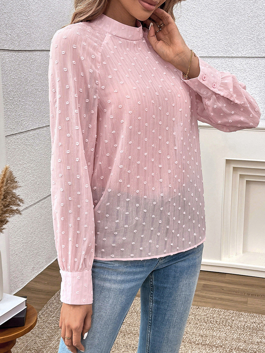 Pink Embellished High Neck Blouse