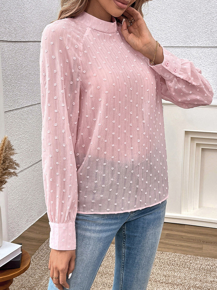 Pink Embellished High Neck Blouse