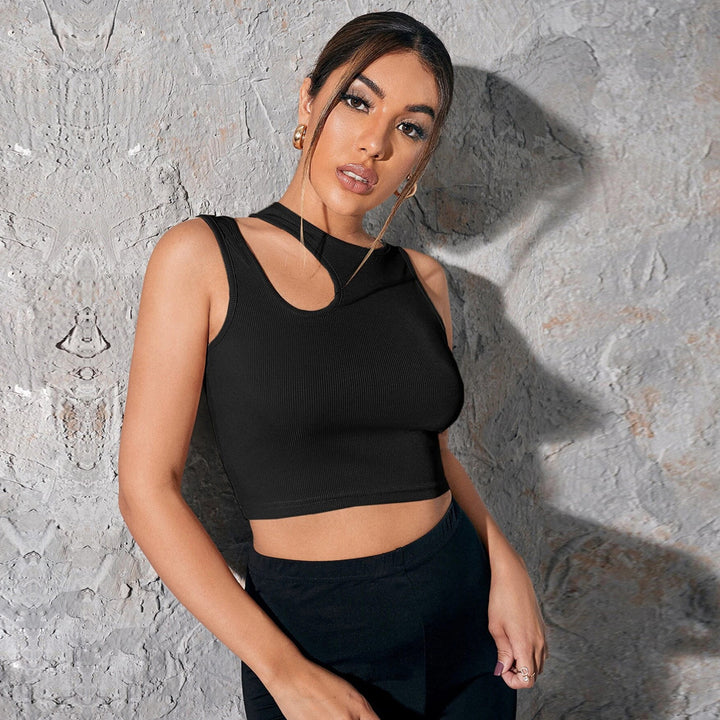 Black Sleeveless Cut-Out Detail Top