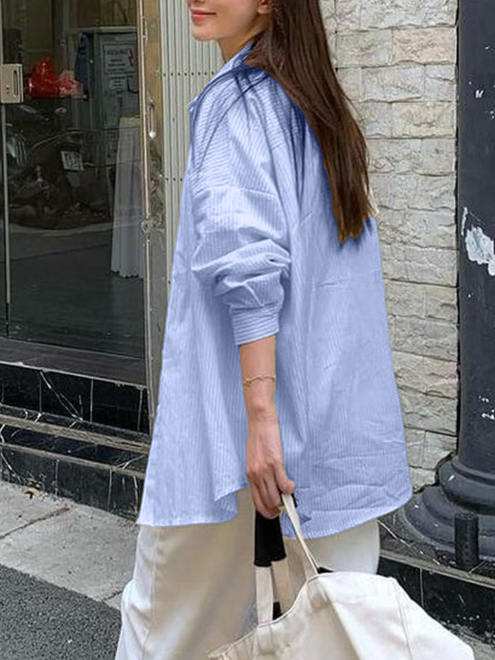 Blue Full Sleeve Striped Button Down Collared Shirt