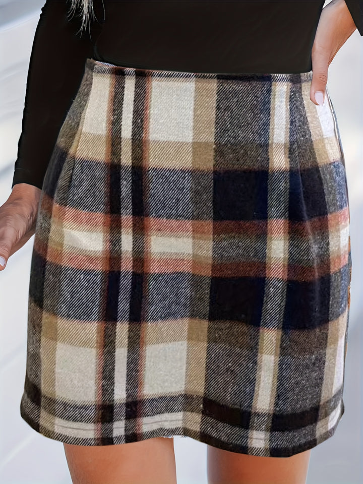Black Checkered Mini Skirt