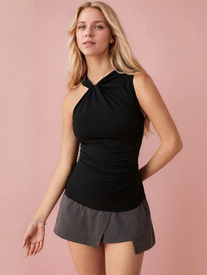 Black One Sleeve Knit Top