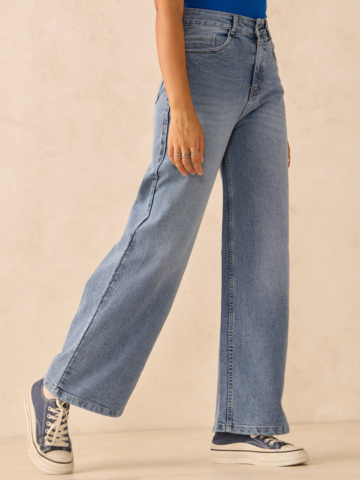 Light Blue Flared High-Rise Jeans