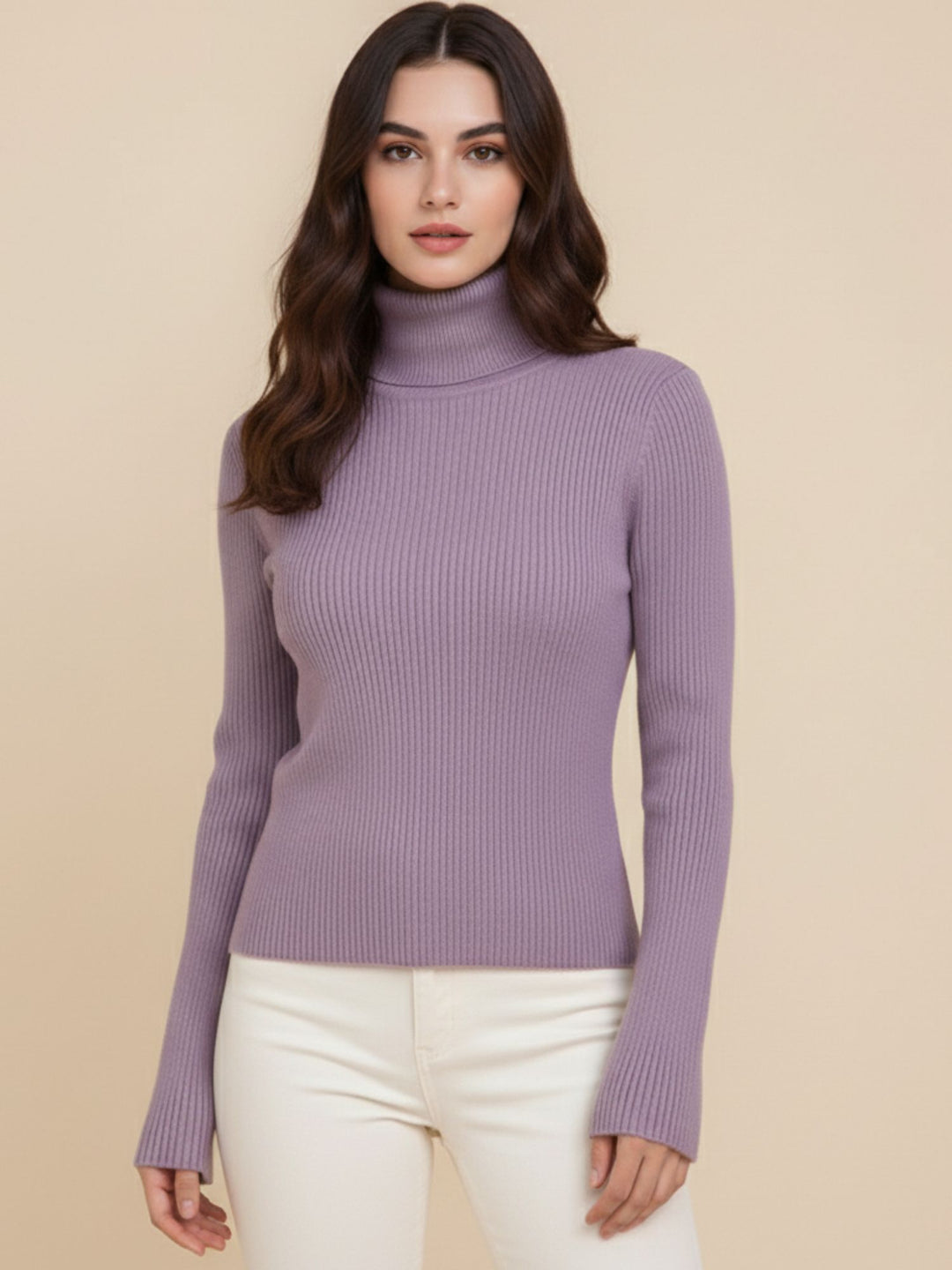 Lilac Full Sleeve Mock Neck Sweater
