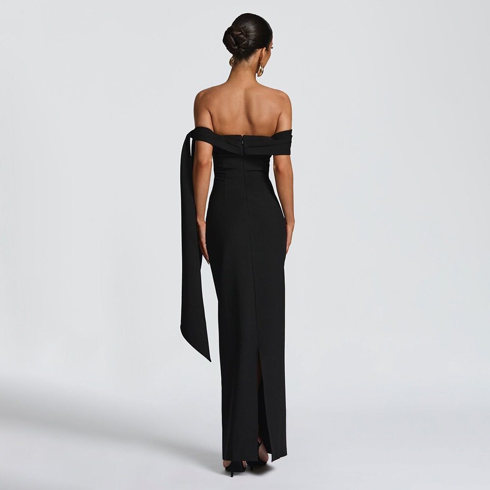 Black Off Shoulder Tie-Up Dress