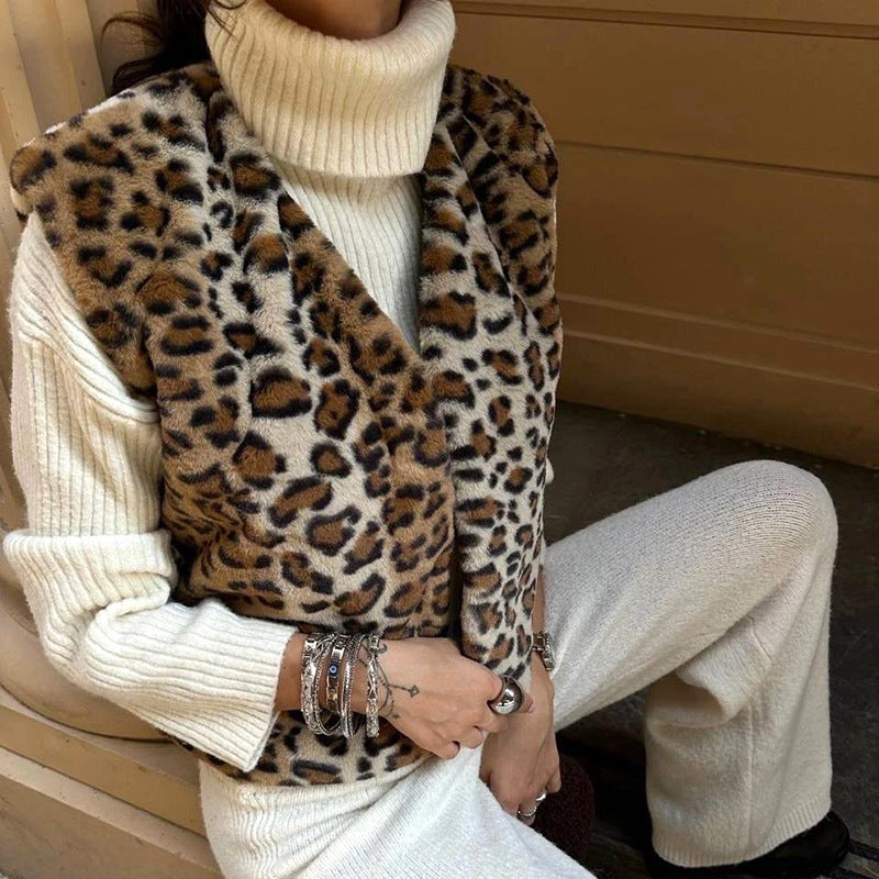 Multi Faux Fur Animal Printed Vest