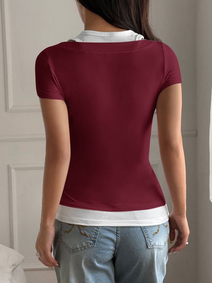 Wine Contrast Two Piece Top