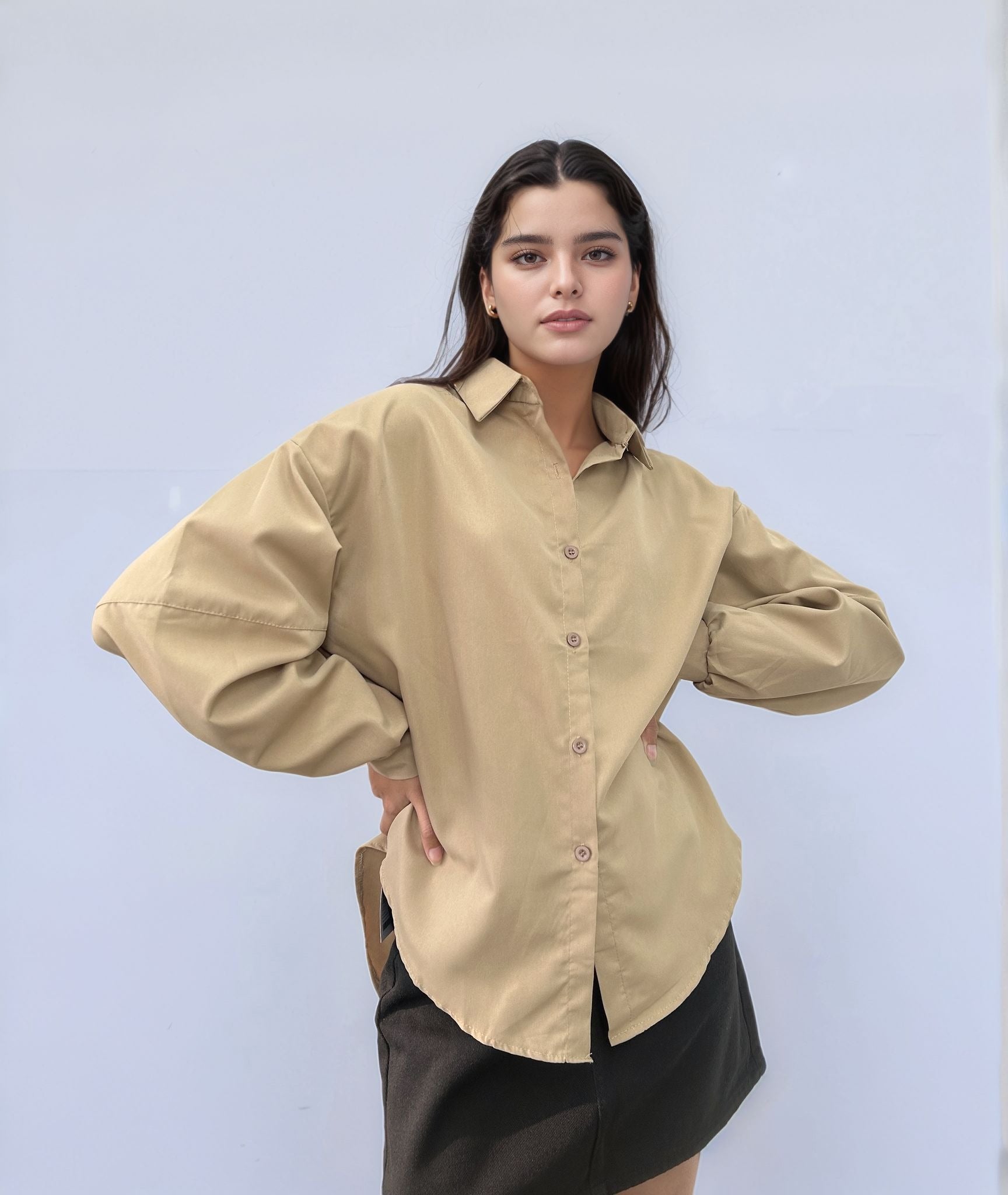 Solid Brown Long Sleeve Shirt