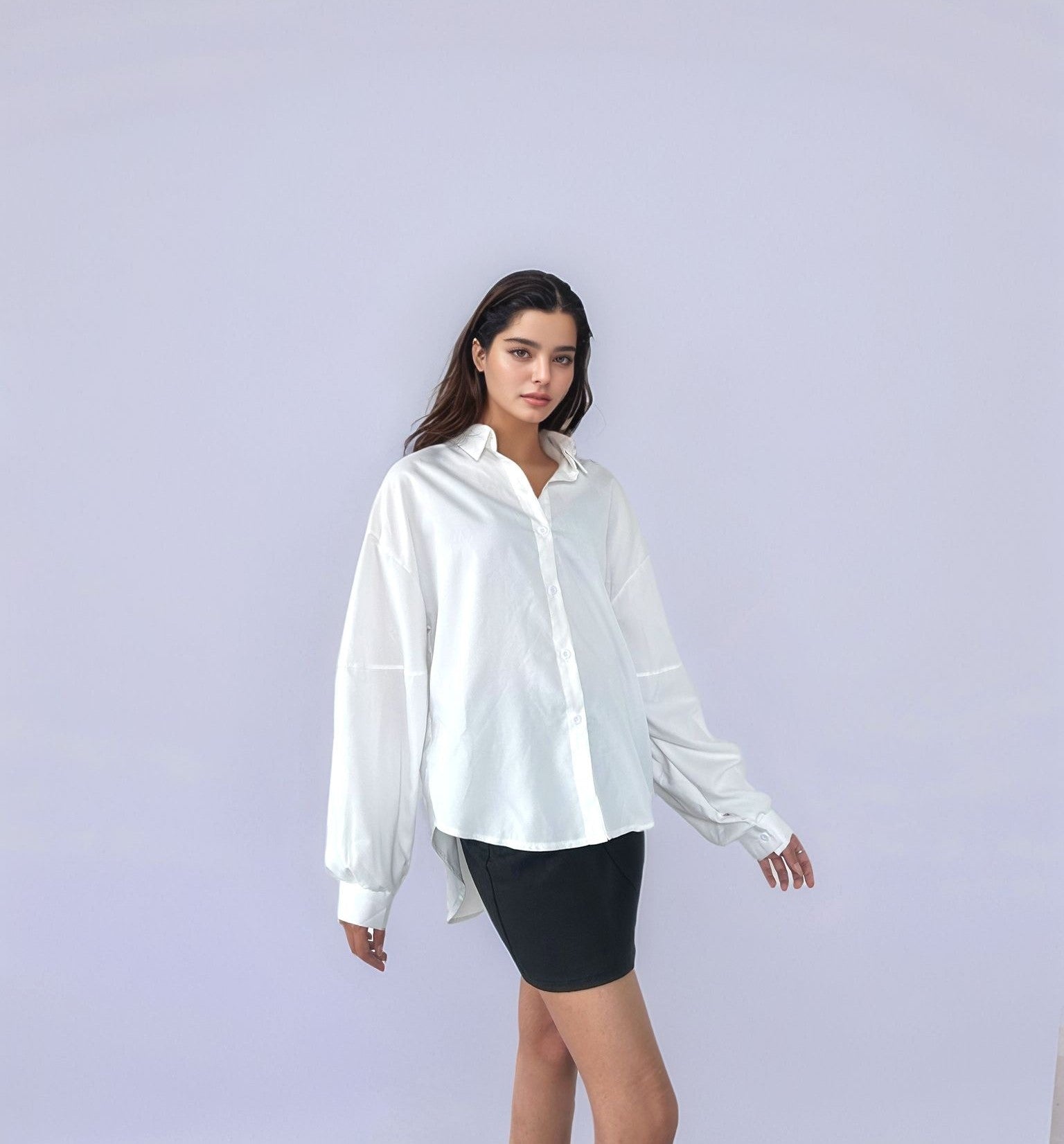 White Full Sleeve Oversized Shirt