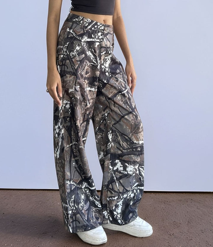 Grey Paint Splatter Patterned Pant