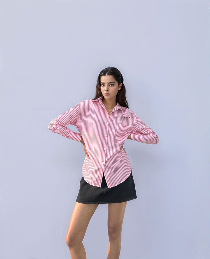 Pink Relaxed Striped Shirt
