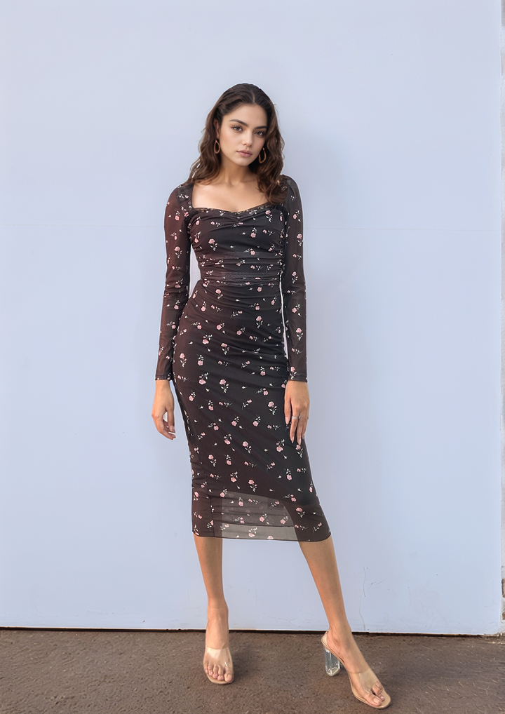 Black Sweetheart Lace Neckline Dress