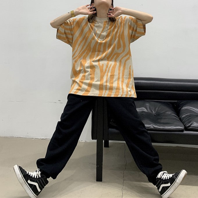 Orange Animal Print Oversized T-Shirt