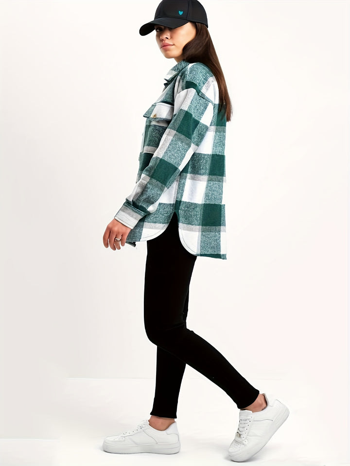 Green Checkered Shacket