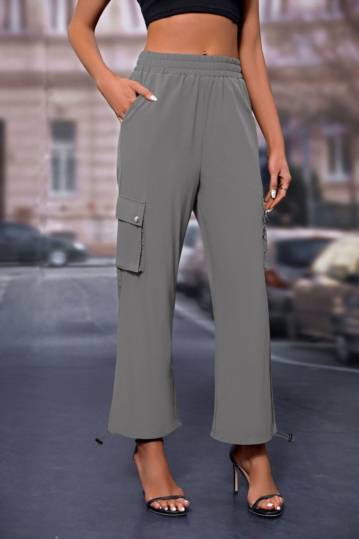 Grey Elasticated Parachute Cargo Sweatpants