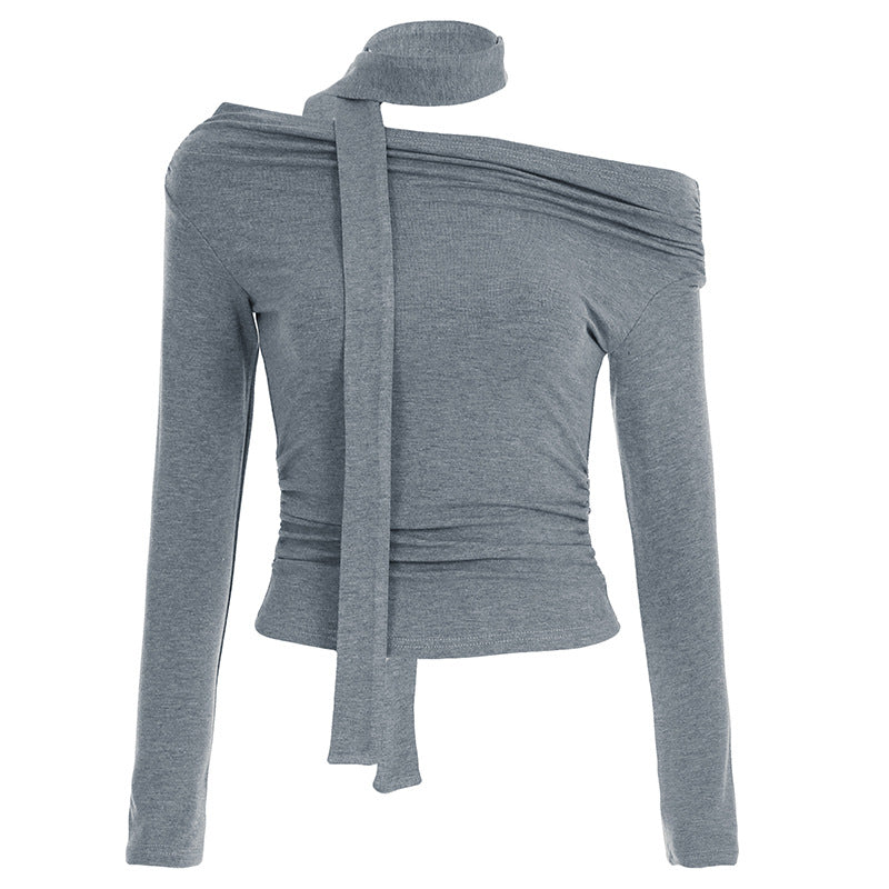 Knotted One-Shoulder Fitted Top