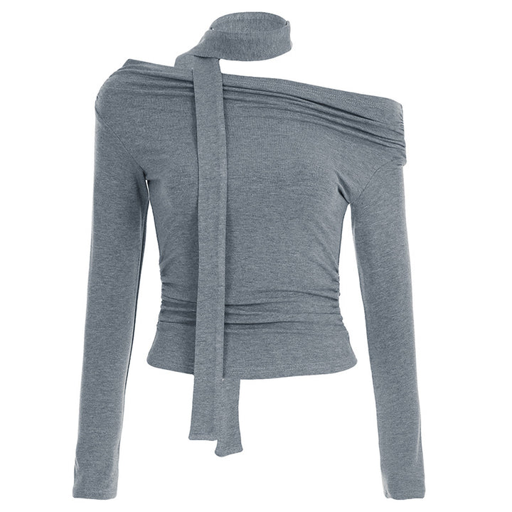 Knotted One-Shoulder Fitted Top
