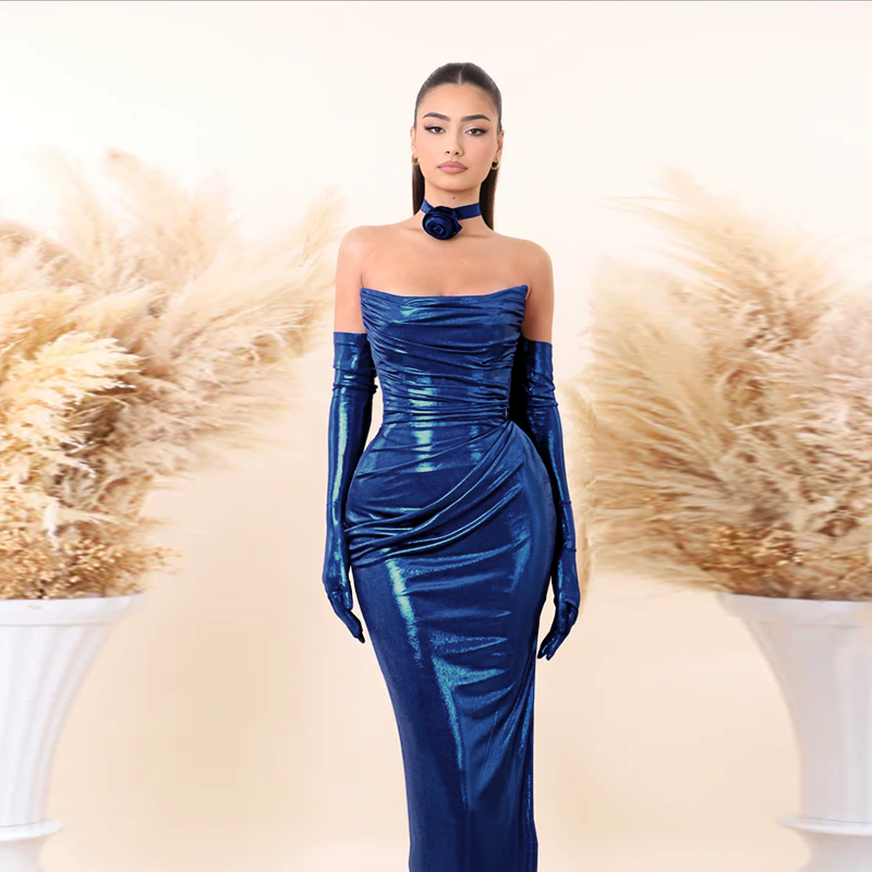 Blue Tube Metallic Dress