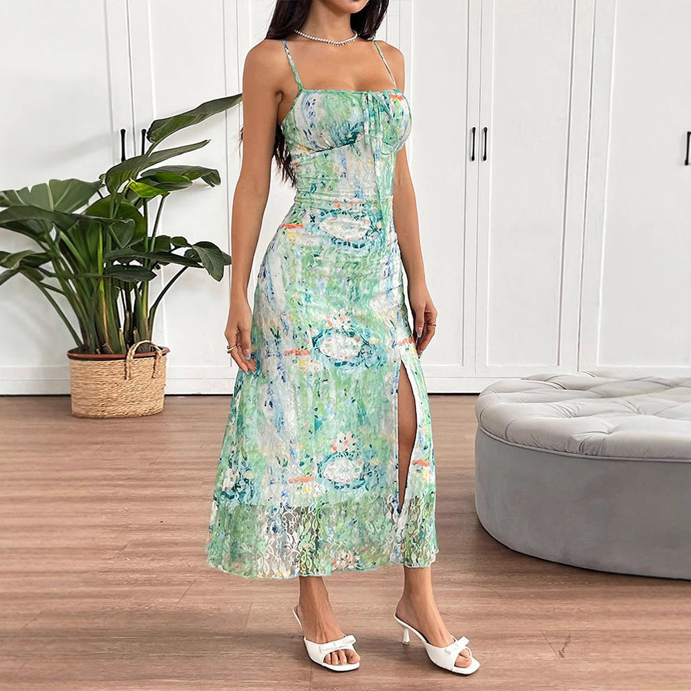 Multi Strappy Side Slit Dress