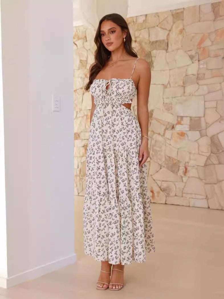 Black Square Neck Side Cut Out Maxi Dress