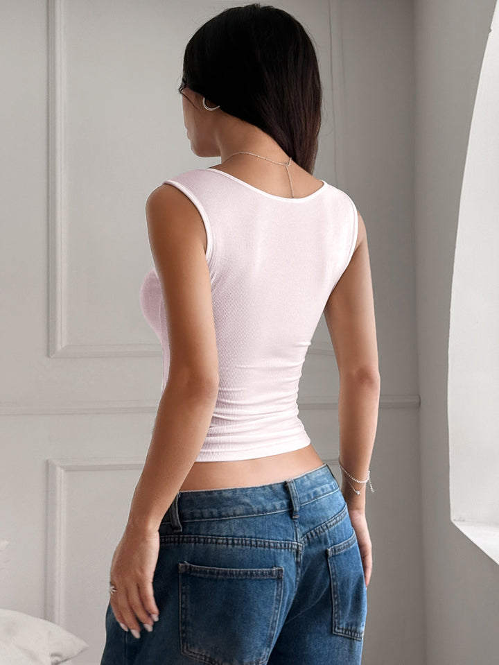 Light Pink Deep Neck Button Down Top