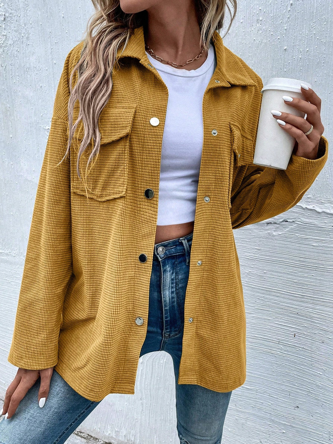 Yellow Corduroy Long Shirt