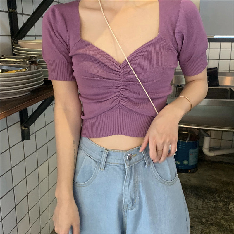Purple Sweetheart Neckline Top