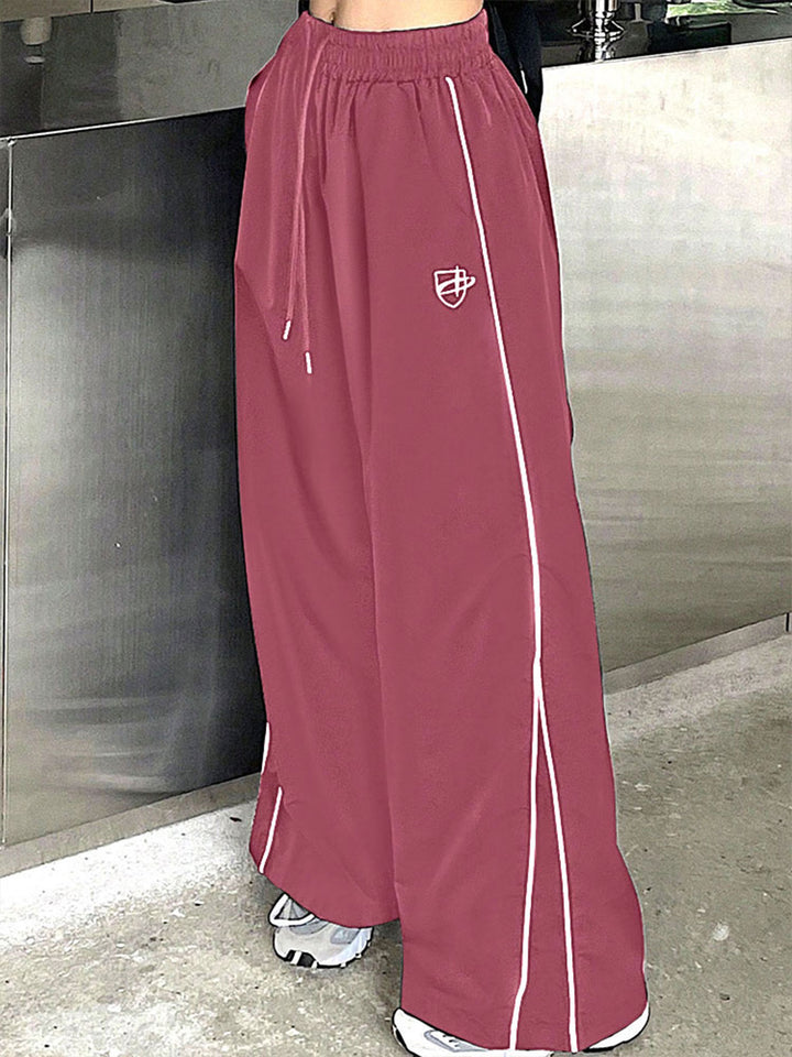 Pink Side Contrast Piping Sweatpants