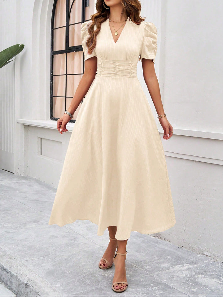 Cream Fit And Flare Midi Dress