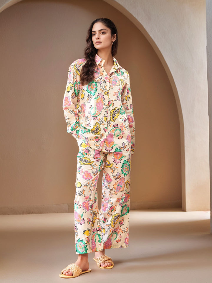 Multi Full Sleeve Collared Printed Shirt