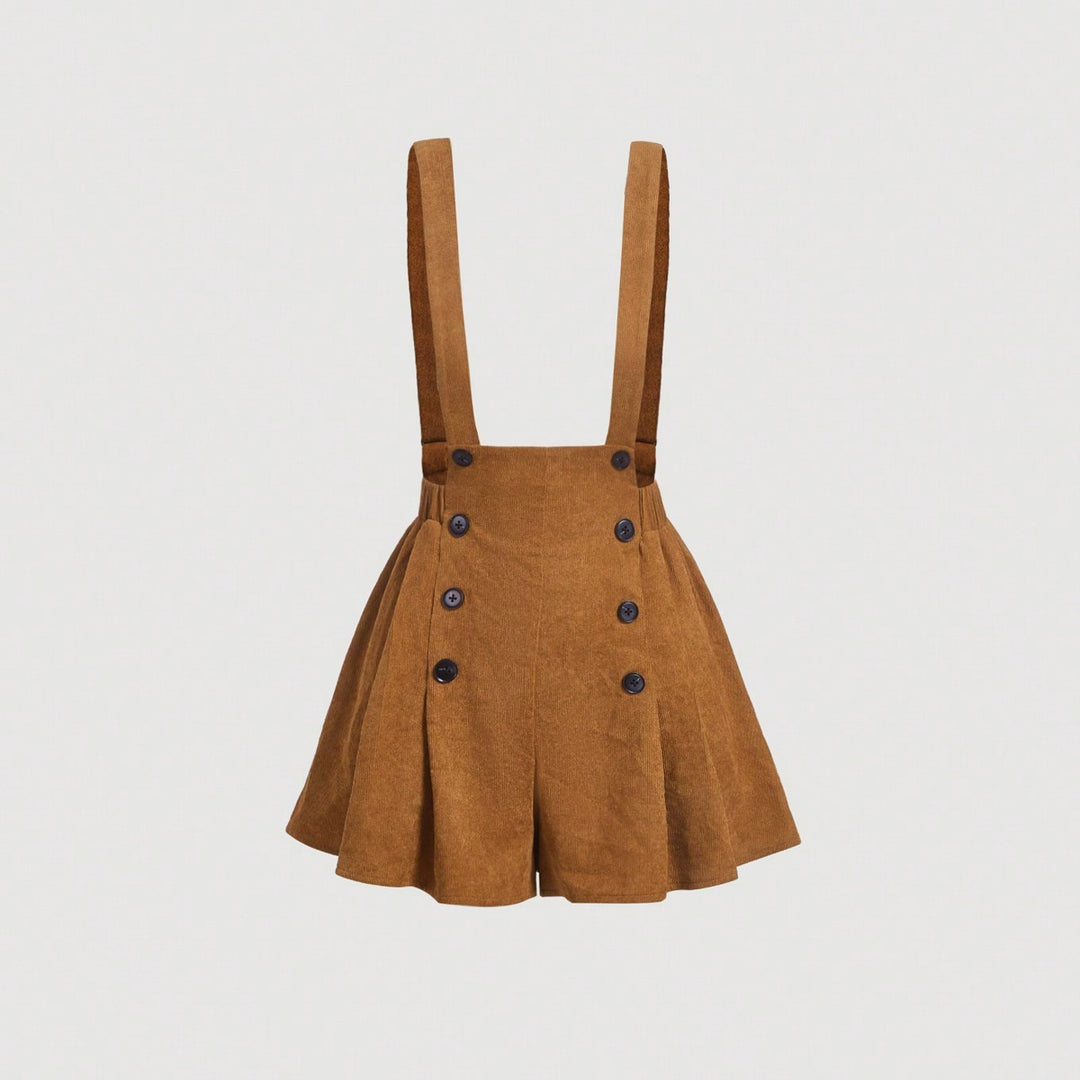 Brown Shorts With Belt And Front Buttons Detail