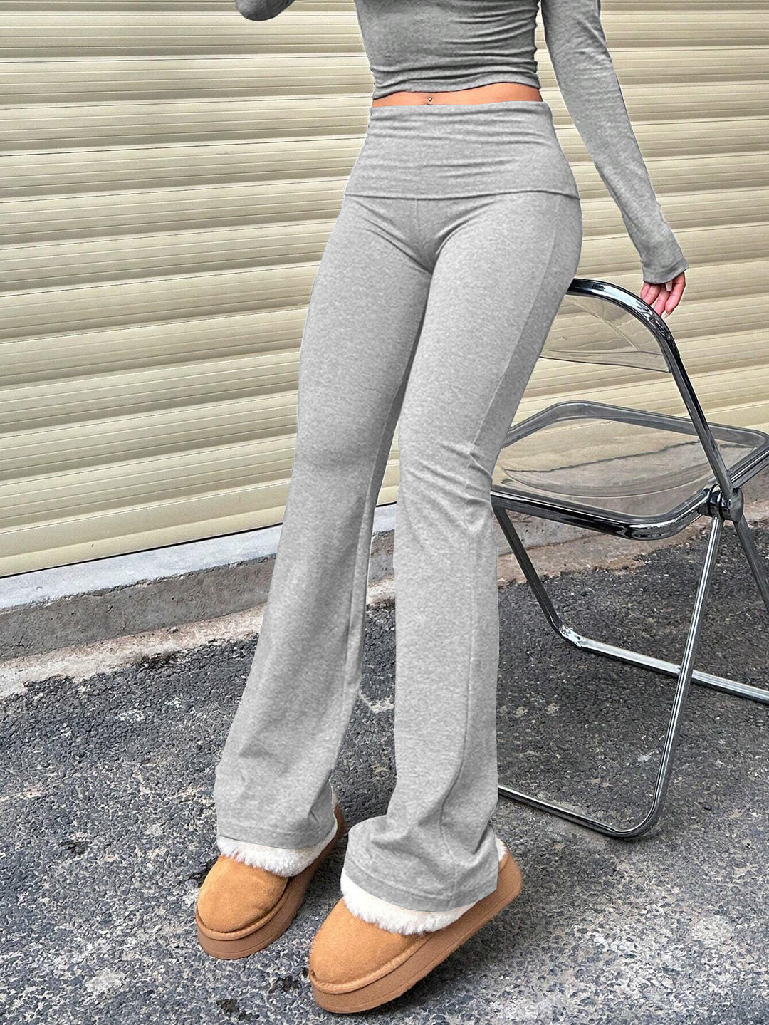 Grey Fitted & Flared Joggers