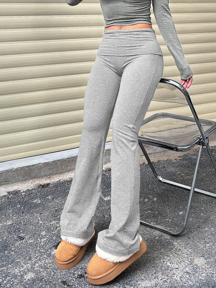 Grey Fitted & Flared Joggers