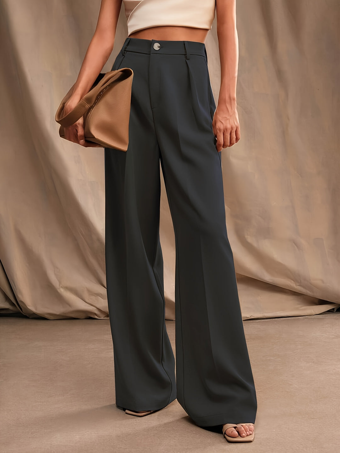 Black High Waist Wide Leg Trouser