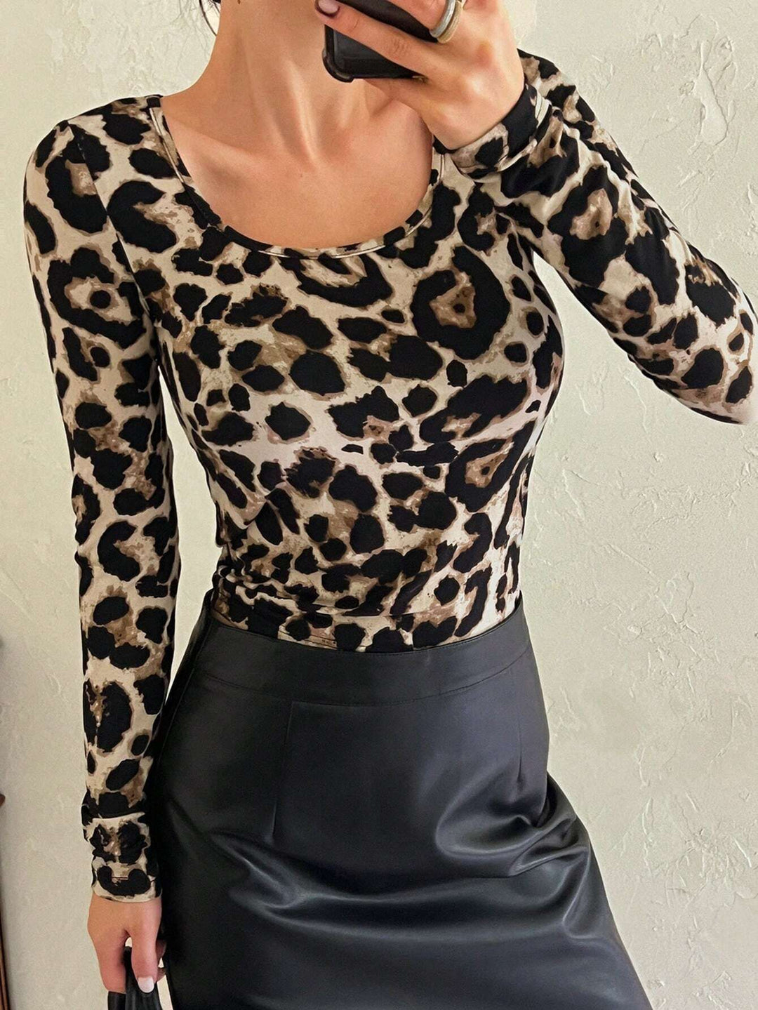 Brown Abstract Print Full Sleeve Top
