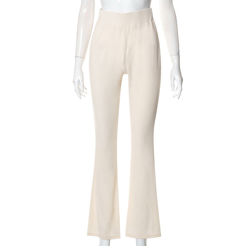 Khaki High Waist Flare Pant