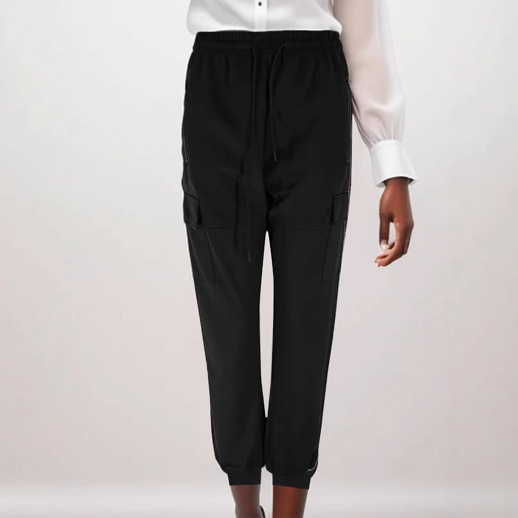 Black Cargo Solid Joggers