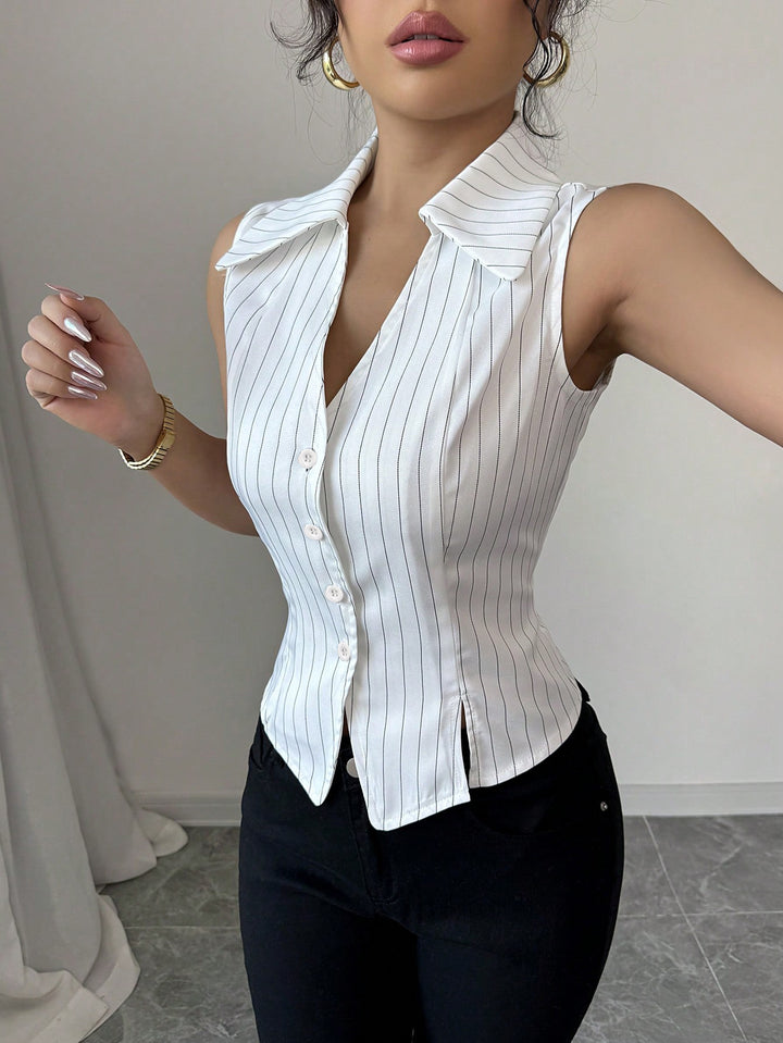 White Striped Vest Shirt