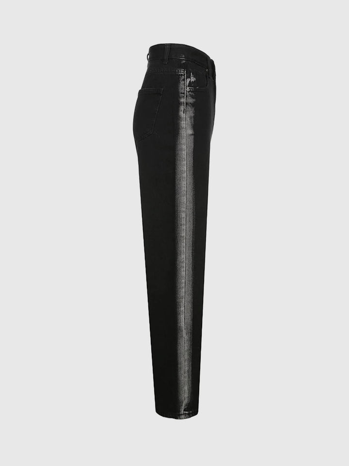 Black Dual Tone Washed Straight Denim