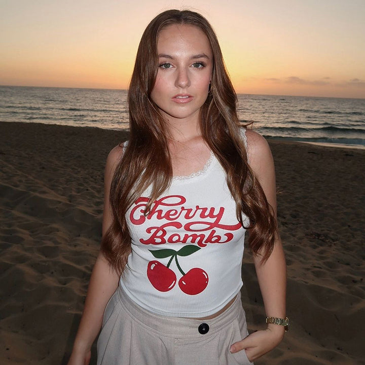 White Graphics Tank Top