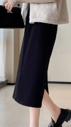 Black Elasticated A-Line Skirt