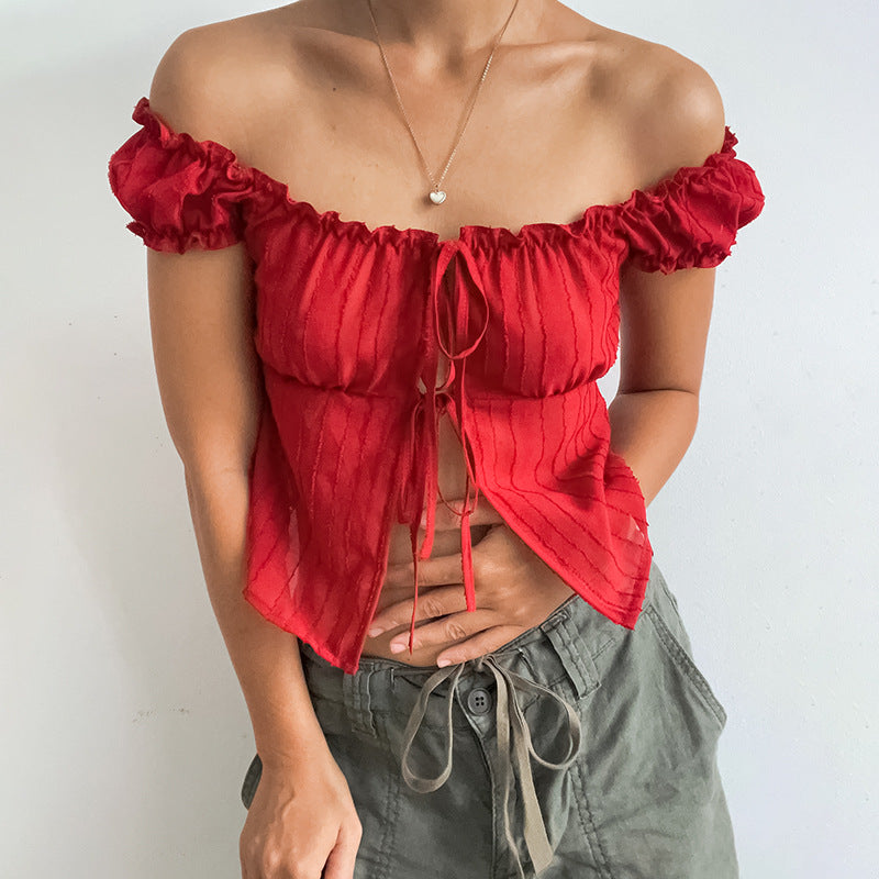 Red Front Tie Up Top