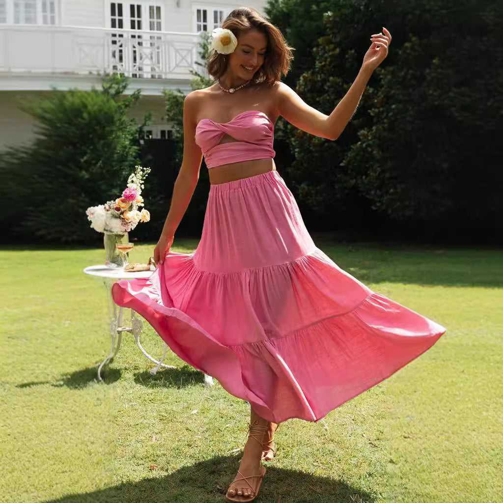 Pink Top And Skirt Co-Ord Set