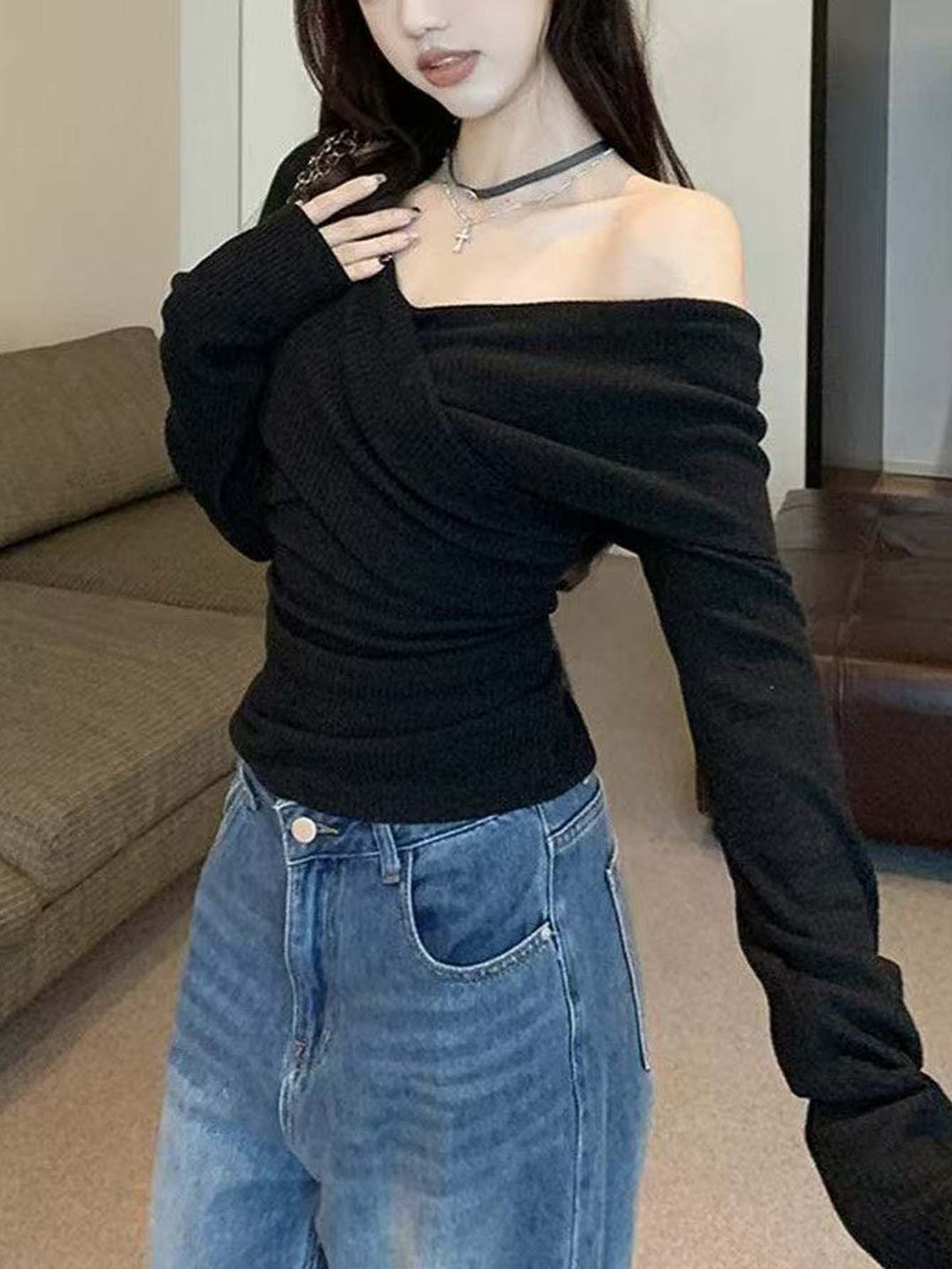 Black High Neck Top