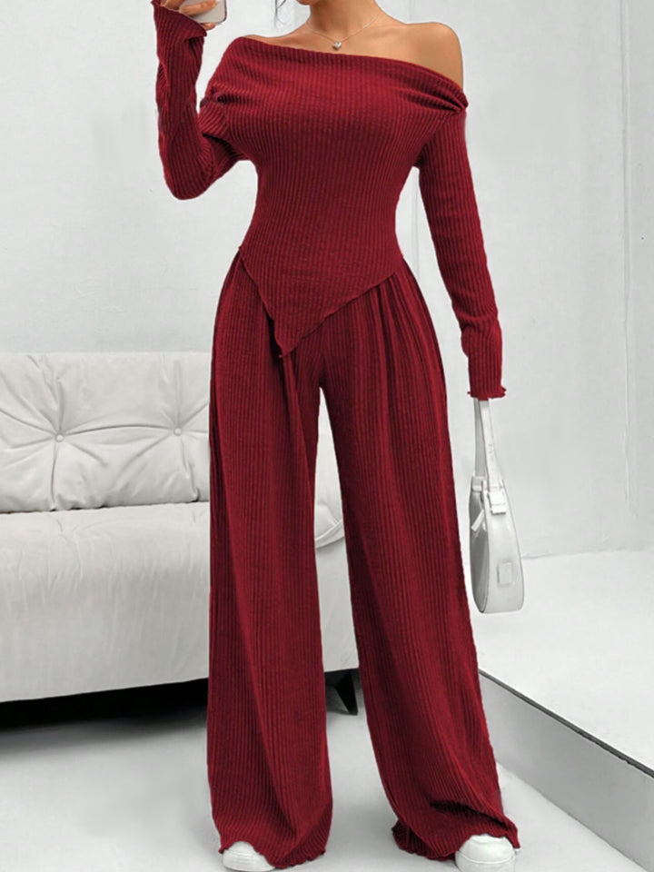 Wine Top And Pant Co-Ord Set