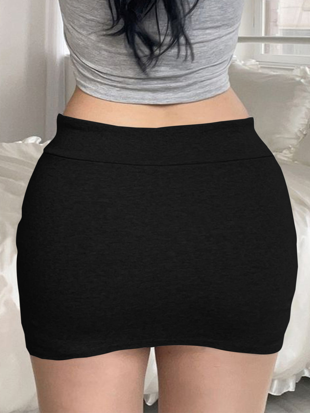 Black Drawstring Mini Skirt