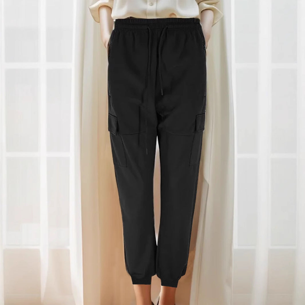 Black Cargo Solid Joggers