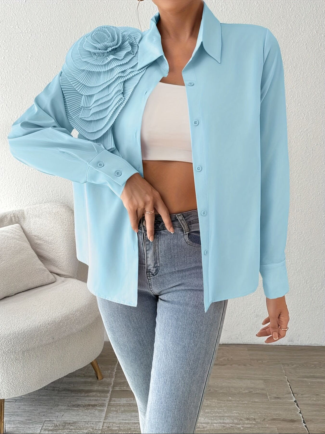 Blue Corsage Shirt