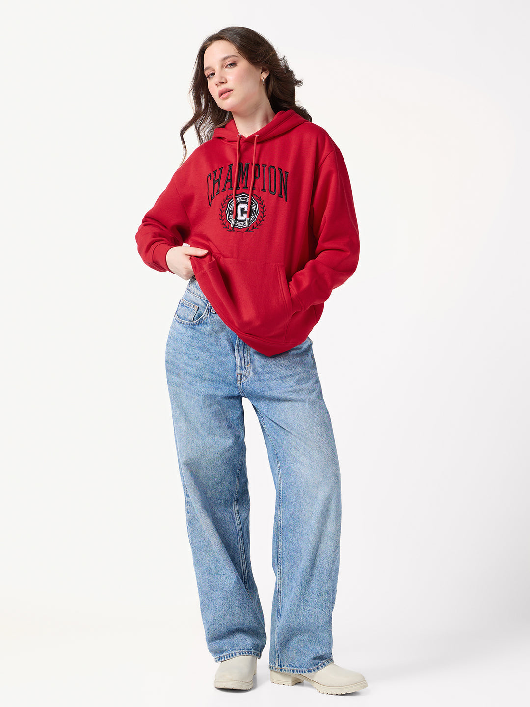 Red Varsity Graphic Russian Fleece Hooded Sweatshirt
