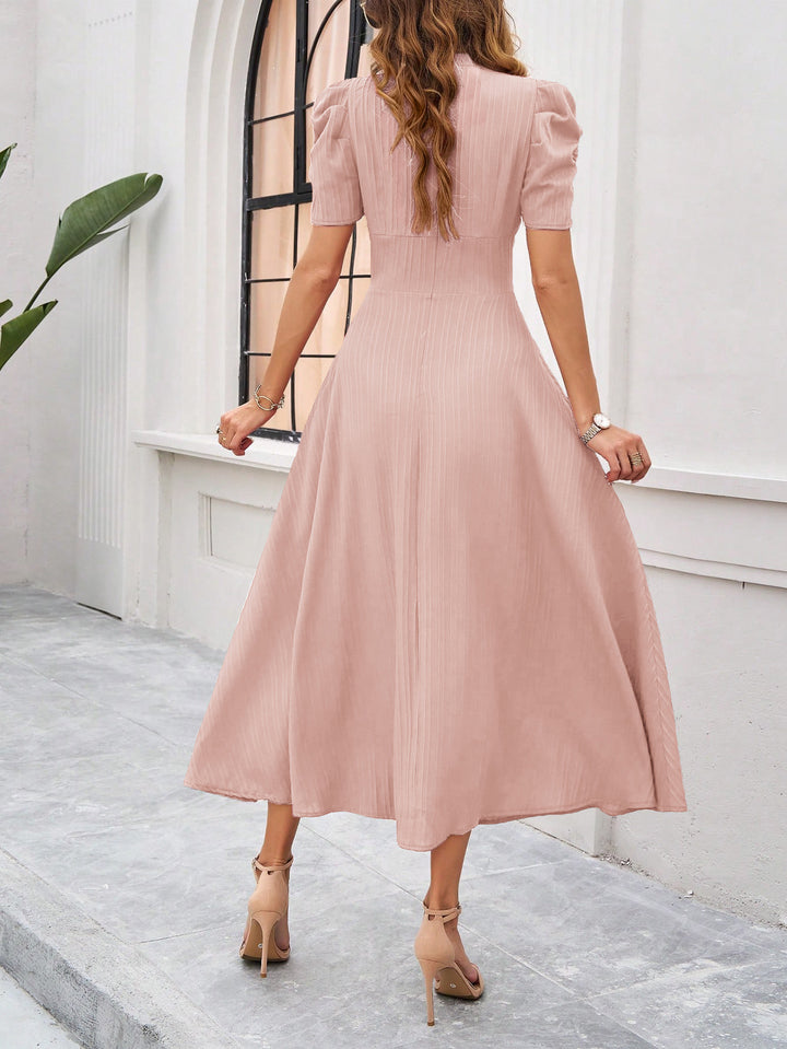 Peach Fit And Flare Midi Dress